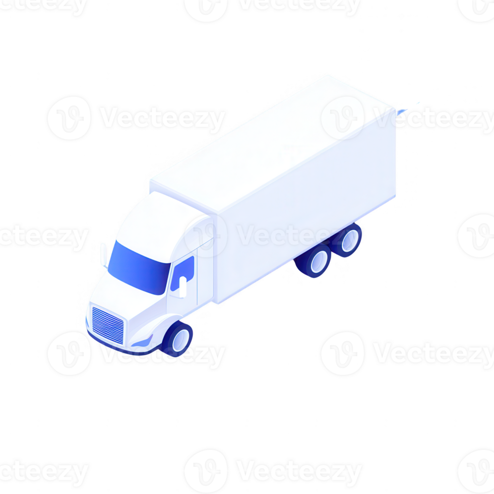 A modern delivery truck isolated on a white background, featuring a sleek design and bold colors. Ideal for representing logistics and transportation concepts in visuals. png