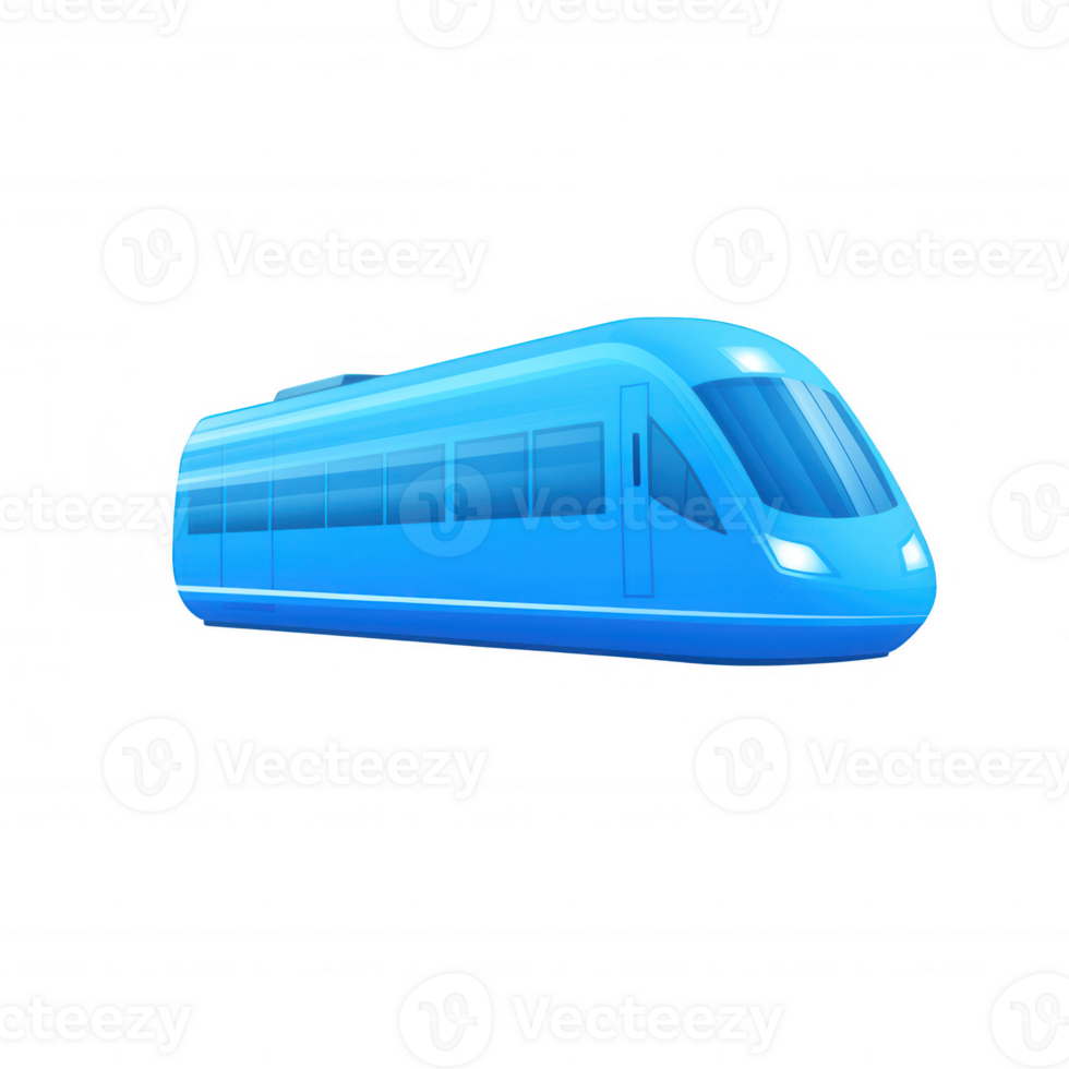 A modern blue train design on a white isolated background, symbolizing innovation in transportation and travel. Ideal for tech and railway-related projects. png