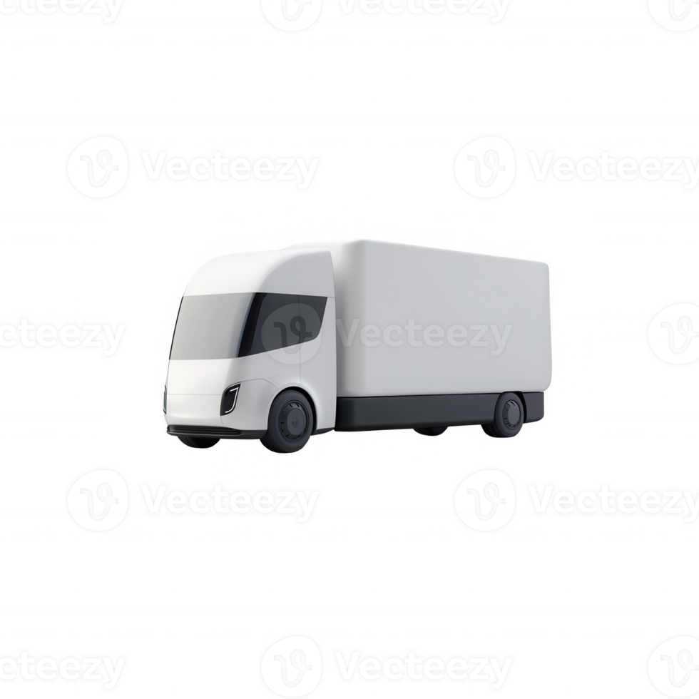 A modern, isolated delivery truck with a sleek design, featuring a white body and large cargo space, perfect for transportation and logistics imagery. png
