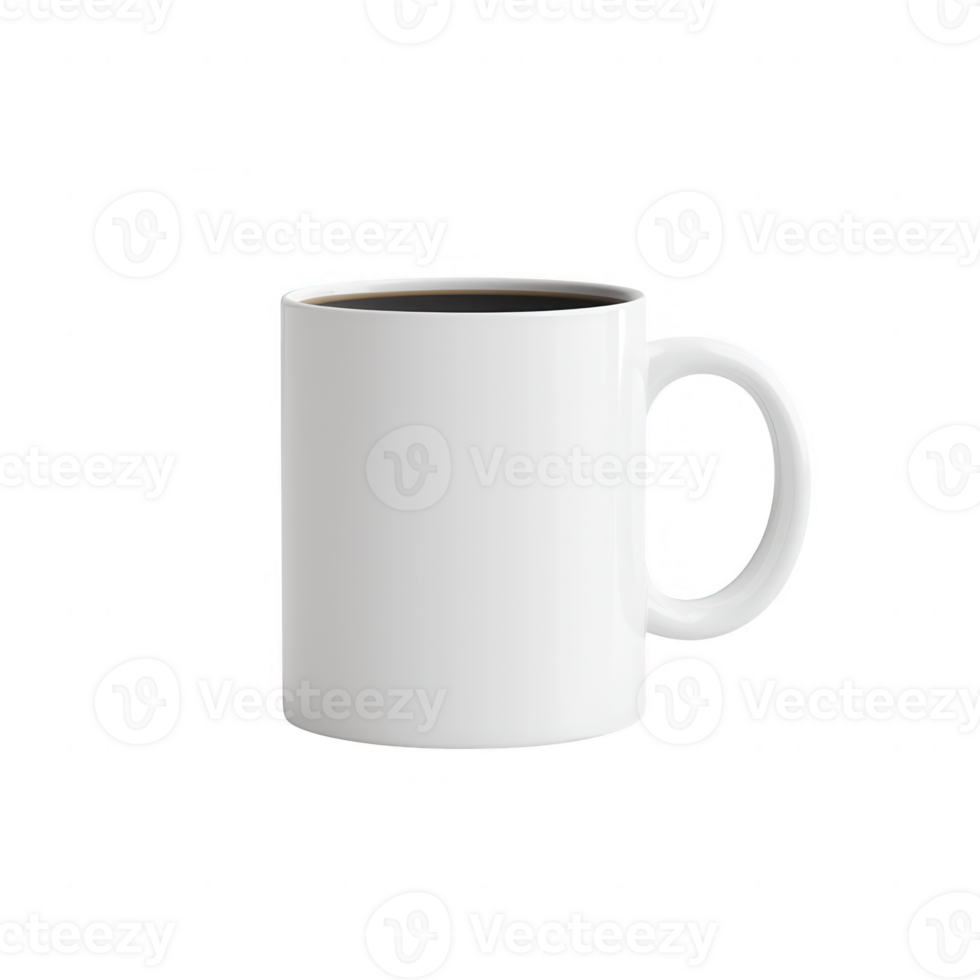 A plain white coffee mug isolating on a background, perfect for showcasing branding designs or illustrations. png