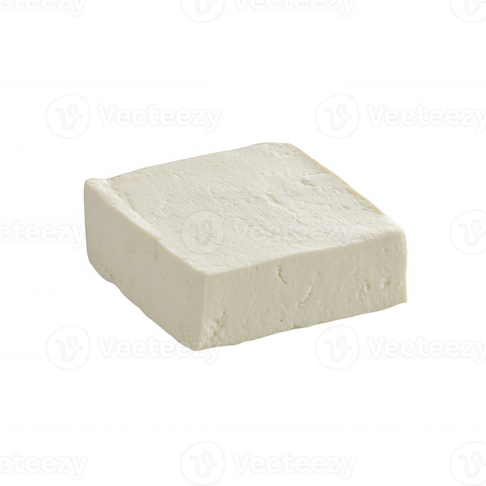 A piece of tofu, a versatile and healthy plant-based protein, displayed on a white isolated background. png