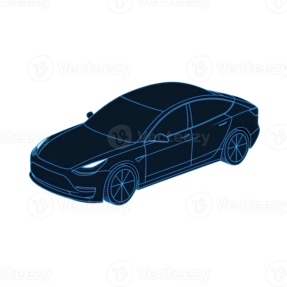 A sleek electric car design illustration in a futuristic style, showcasing smooth lines and modern aesthetics, perfect for technology and automotive themes. png