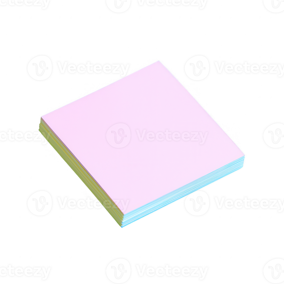 A stack of pastel-colored sticky notes on a white isolated background, perfect for brainstorming, organizing ideas, and enhancing productivity in the workplace. png