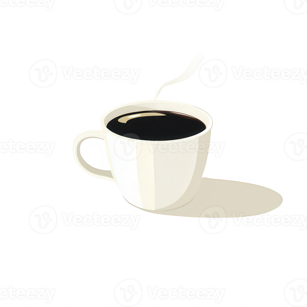 A steaming cup of black coffee on a white background, perfect for coffee lovers and beverage enthusiasts. Ideal for use in advertising, lifestyle, or culinary projects. png