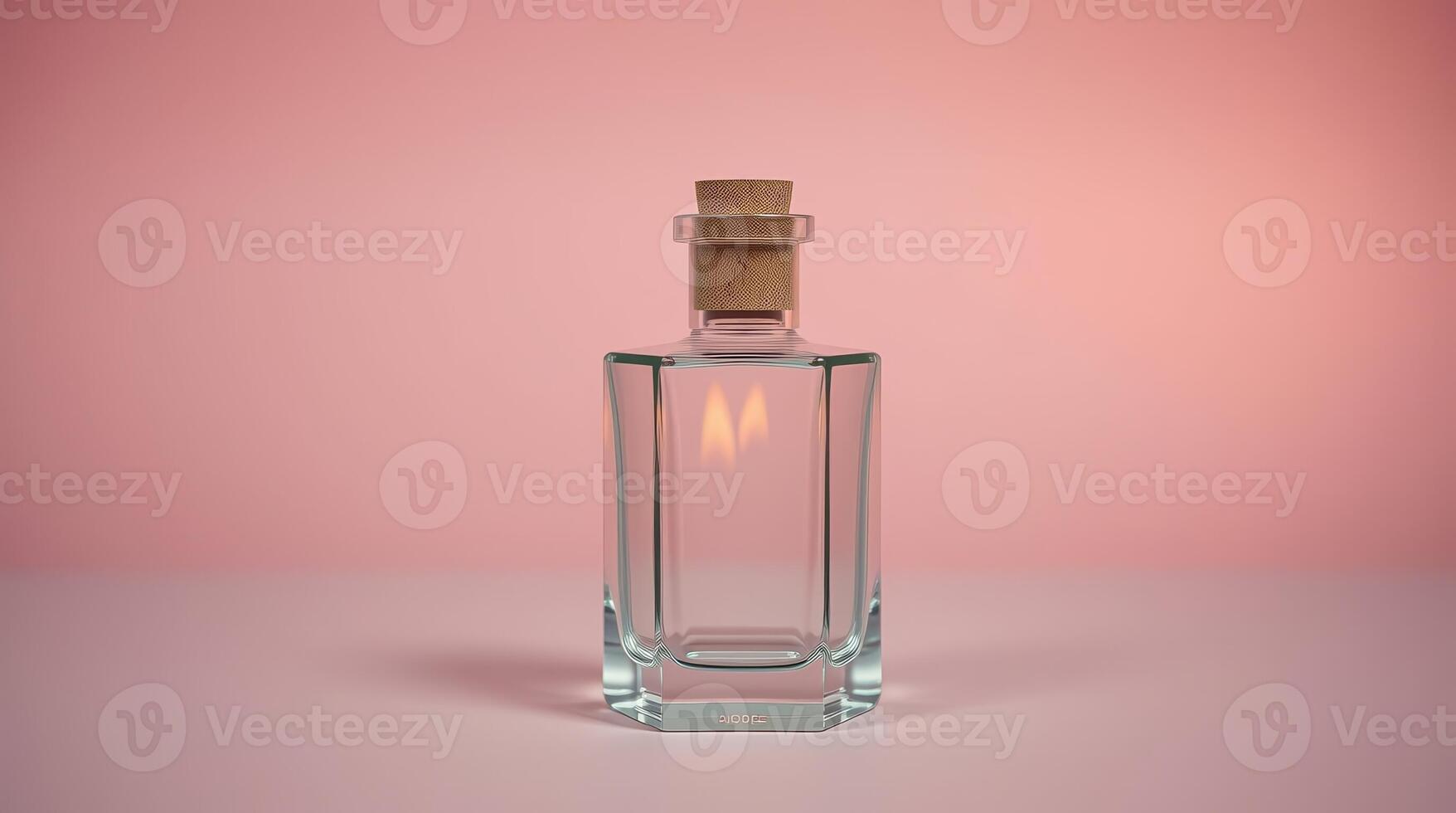 A glass bottle with a cork on top photo