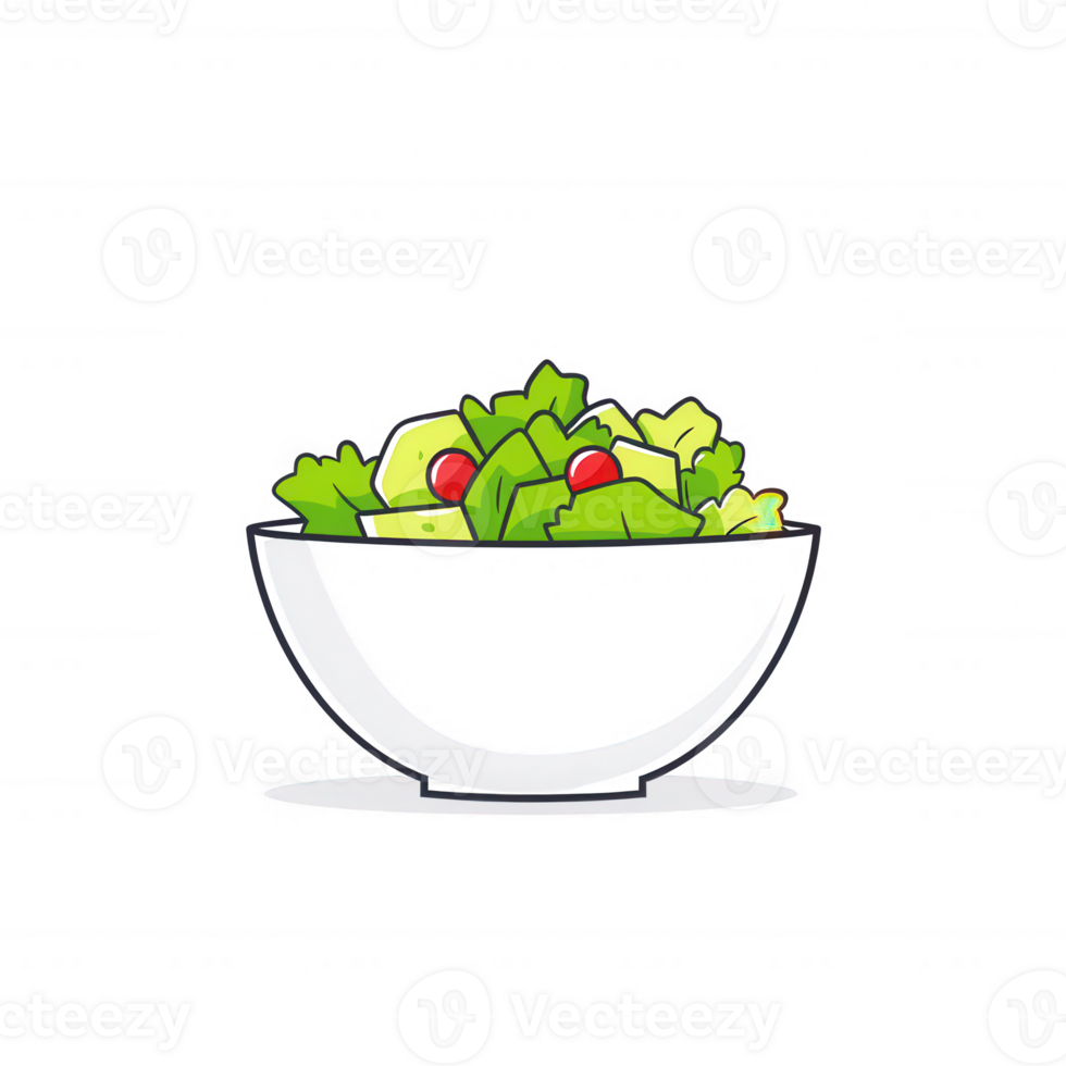 A vibrant bowl of fresh salad featuring leafy greens, cherry tomatoes, and crunchy vegetables, perfect for healthy eating, dining, and nutrition concepts. png