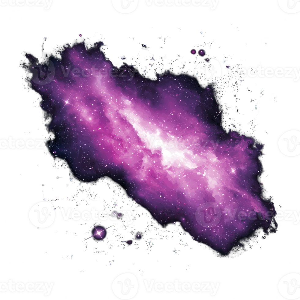 A vibrant, swirling galaxy with hues of purple and pink, radiating starlight against a black background, evoking a sense of wonder and cosmic beauty. png