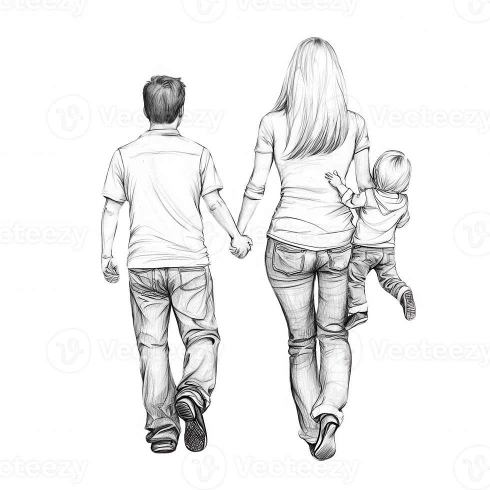 A family walking together, hand in hand, showcasing love and connection. Ideal for family-oriented themes and positive relationships. Perfect for lifestyle projects. png