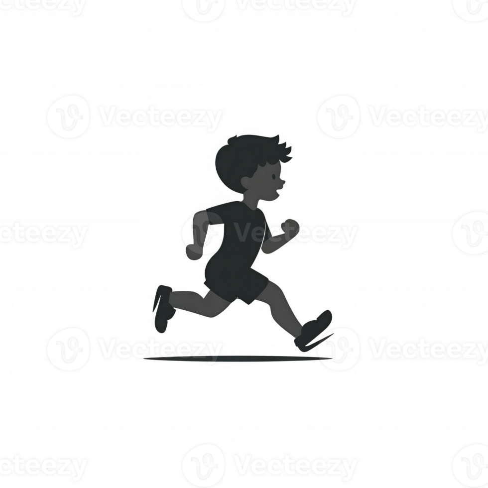 A playful illustration of a child running, depicting movement and energy in a simplistic style, perfect for children's themes and activities. png
