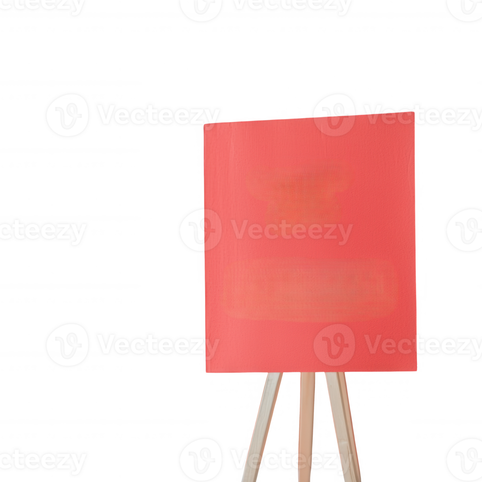 A vibrant red canvas on a wooden easel, perfect for an art studio or creative space, showcasing a bold backdrop for artistic expression and inspiration. png