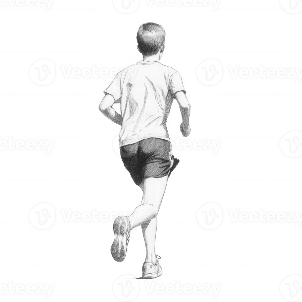 A young boy running energetically, showcasing athleticism and youthful enthusiasm, perfect for themes of sports and activities. png