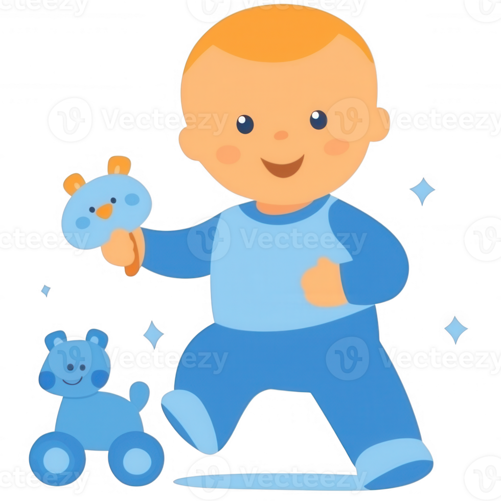 Cheerful toddler playing with toys, enjoying a moment of creativity and fun. Bright colors and adorable expressions capture the joy of childhood. png