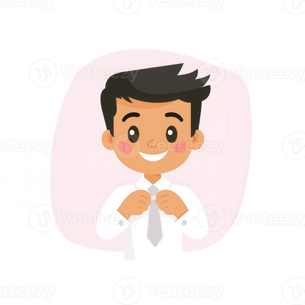 A cheerful young man adjusting his tie, dressed in a formal suit. His smile reflects confidence and readiness for a professional occasion. Perfect for business-related themes. png