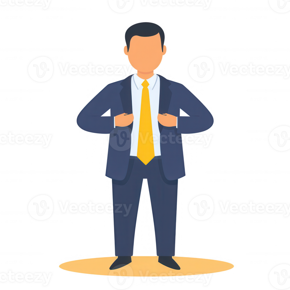 A confident businessman adjusting his suit, symbolizing professionalism and self-assurance, suitable for corporate or motivational themes. png