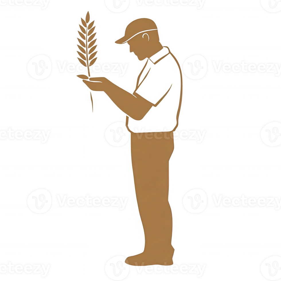 A farmer holding a wheat ear, symbolizing agriculture and the importance of crop cultivation. The image reflects dedication to farming and sustainability. png