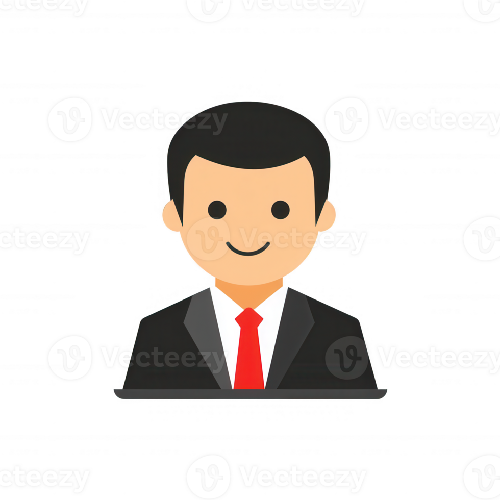 A friendly businessman in a suit with a red tie. Ideal for business-related themes, presentations, or articles about corporate culture. png