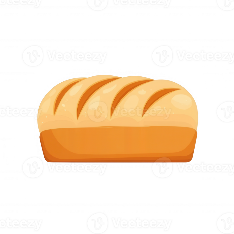 A freshly baked loaf of bread with a golden crust and soft interior, perfect for sandwiches or toast, on a white isolated background. png