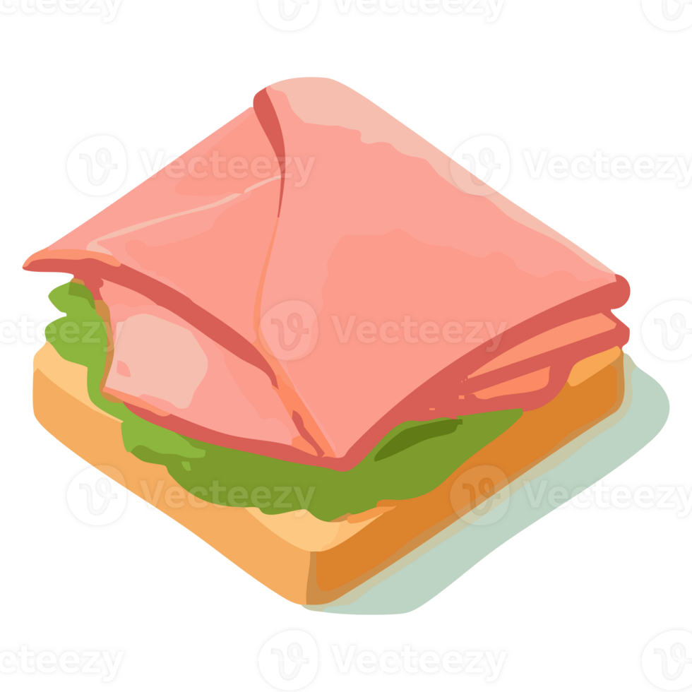 A sandwich with ham and lettuce on it png