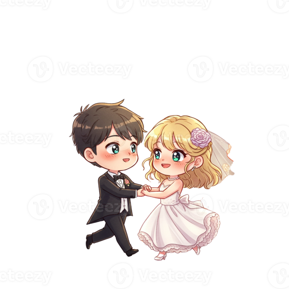 Illustration of bride and groom png