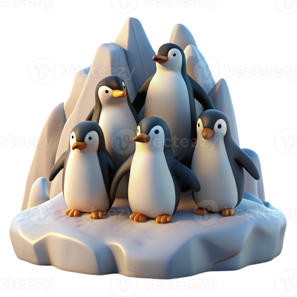 magnificent vintage serene artistic A Group of Penguins Huddled Together on original professional png