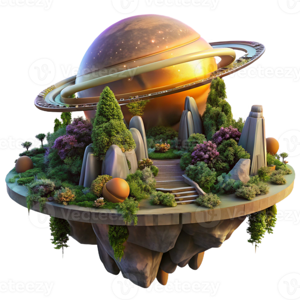 beautiful abstract serene abstract Colossal Space Station Overgrown detailed authentic png