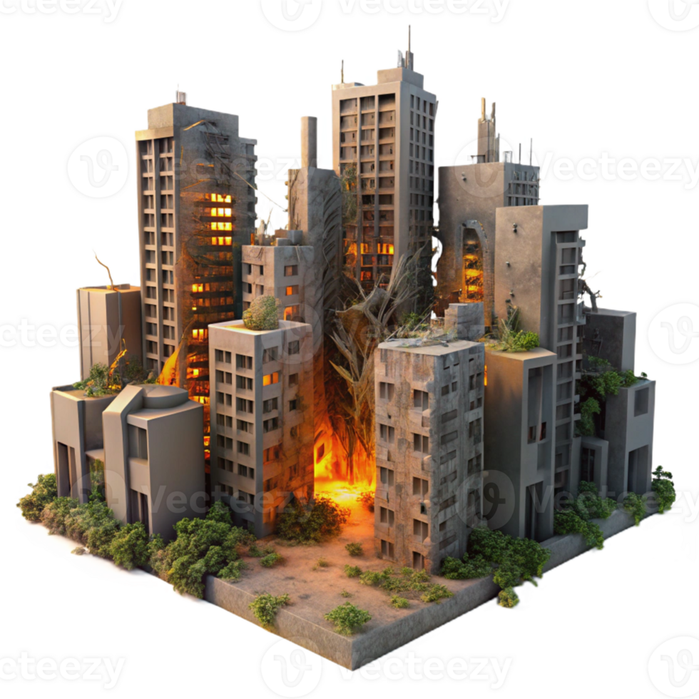 serene minimalist dramatic classic Crumbling Cityscape Desolate Urban high resolution authentic png