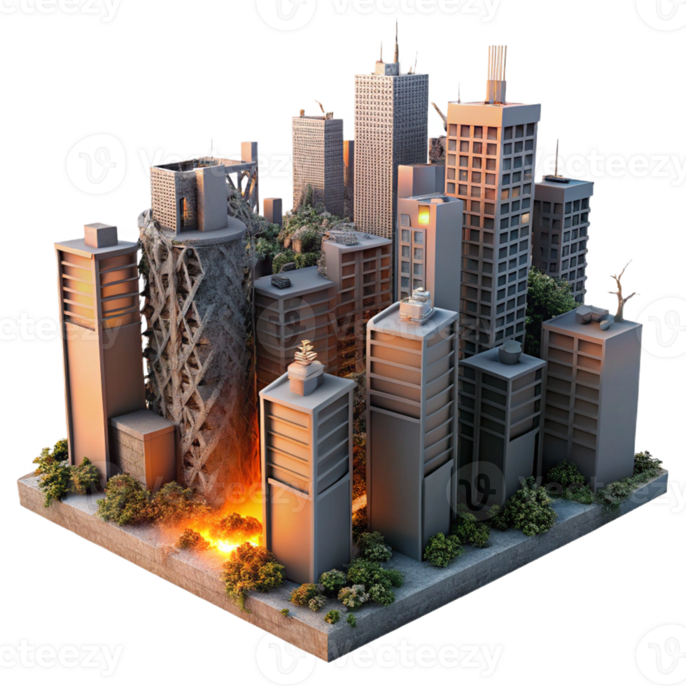 extraordinary minimalist wonderful modern Crumbling Cityscape Desolate Urban premium original png