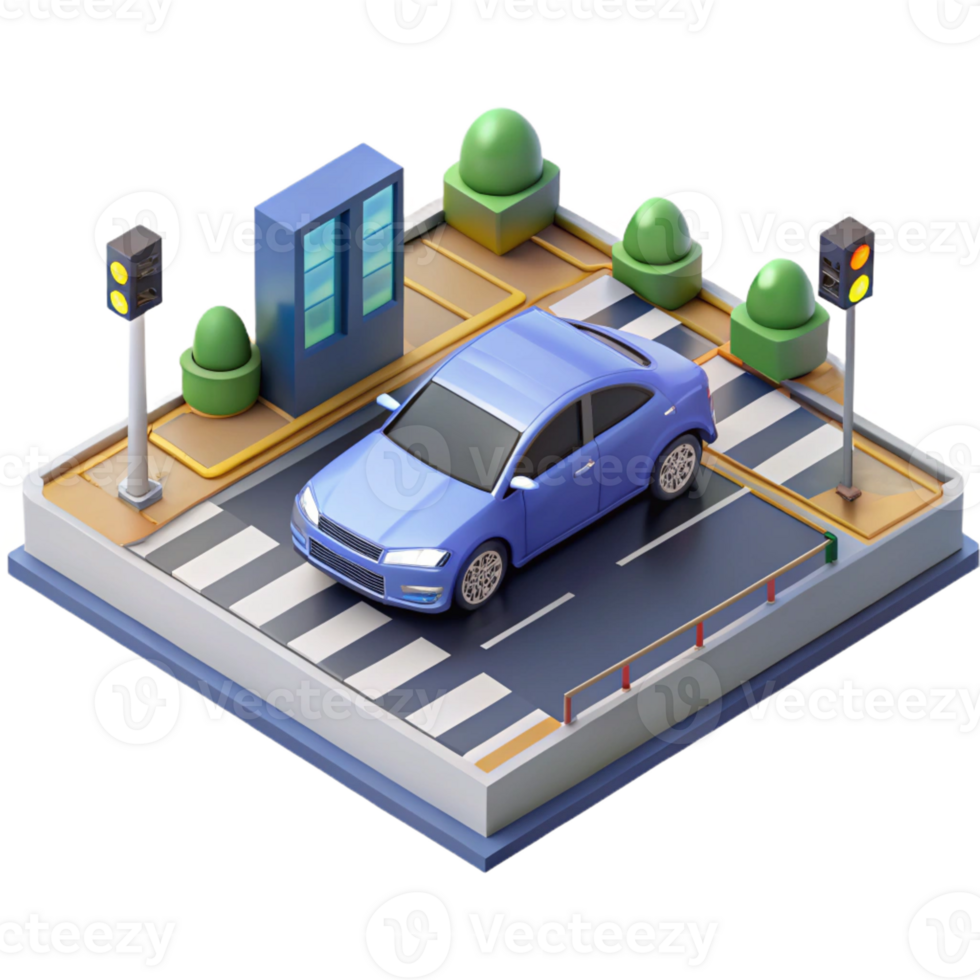magnificent minimalist vibrant abstract Self-driving Car Navigating Complex authentic exclusive png