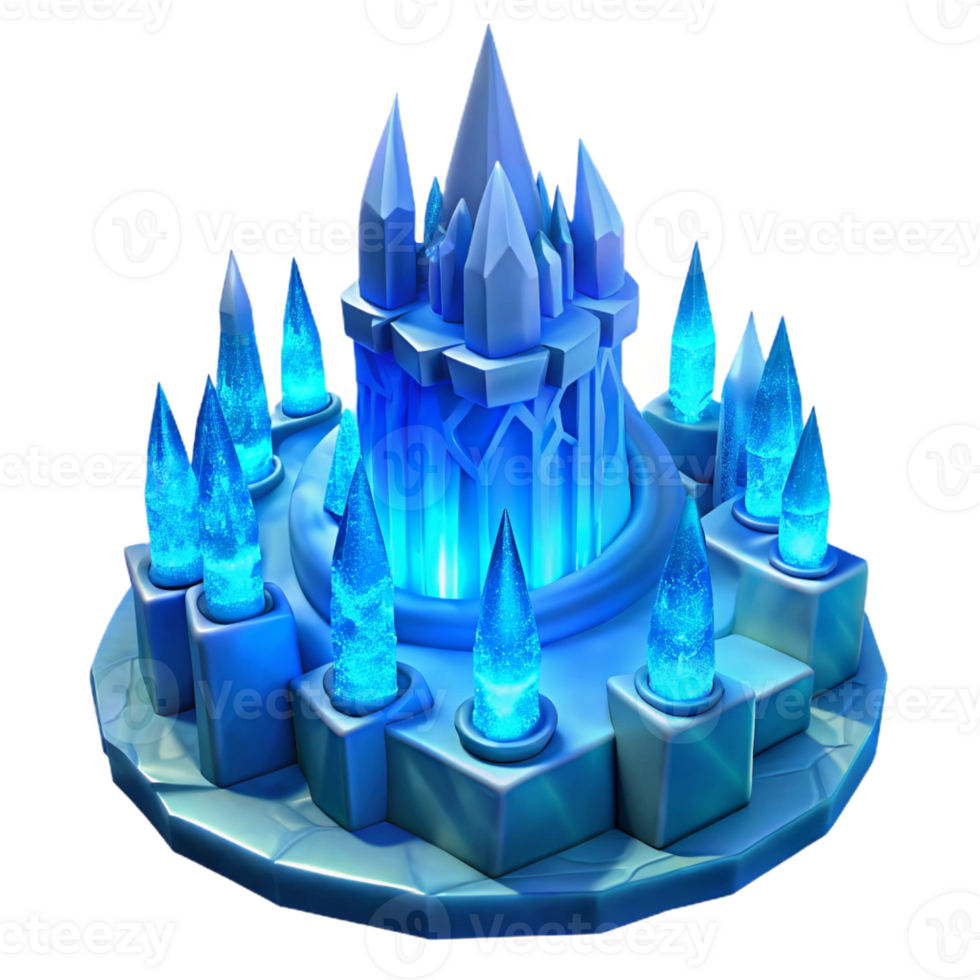 serene modern magnificent artistic Glowing Ice Castle Intricate 4K original png