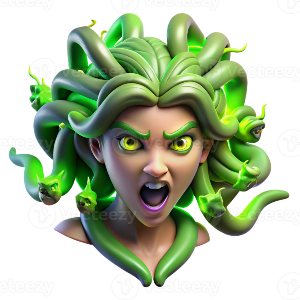 magnificent classic beautiful abstract Medusa Snakes of Fur and authentic premium png