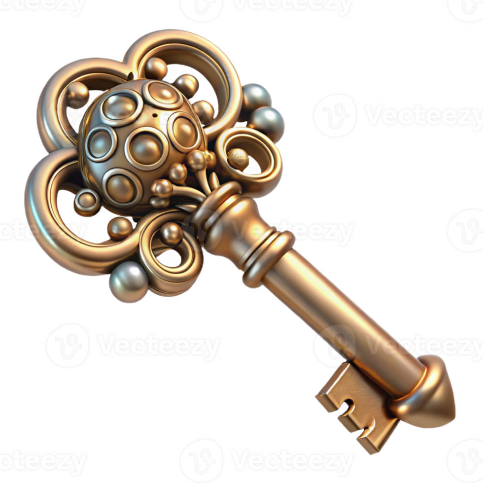 dramatic contemporary vibrant rustic Ornate Steampunk Key Detailed premium high resolution png