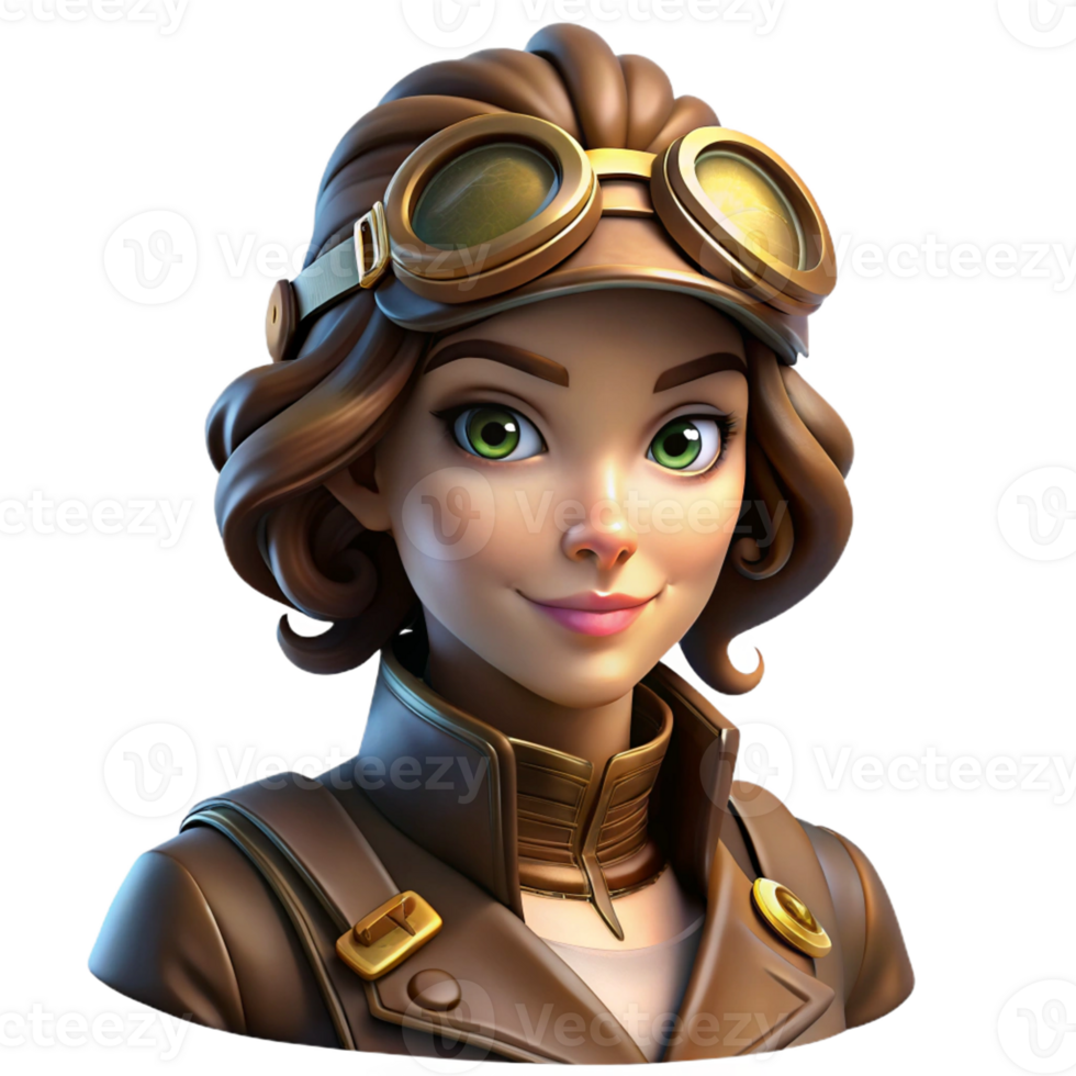 elegant vintage extraordinary artistic A Portrait of a Steampunk Woman Airship premium high quality png