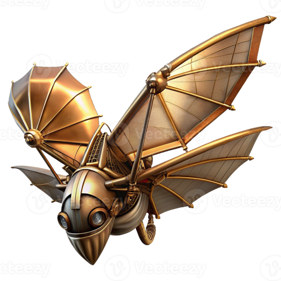 impressive minimalist extraordinary abstract A Steampunk Ornithopter in Flight high quality authentic png
