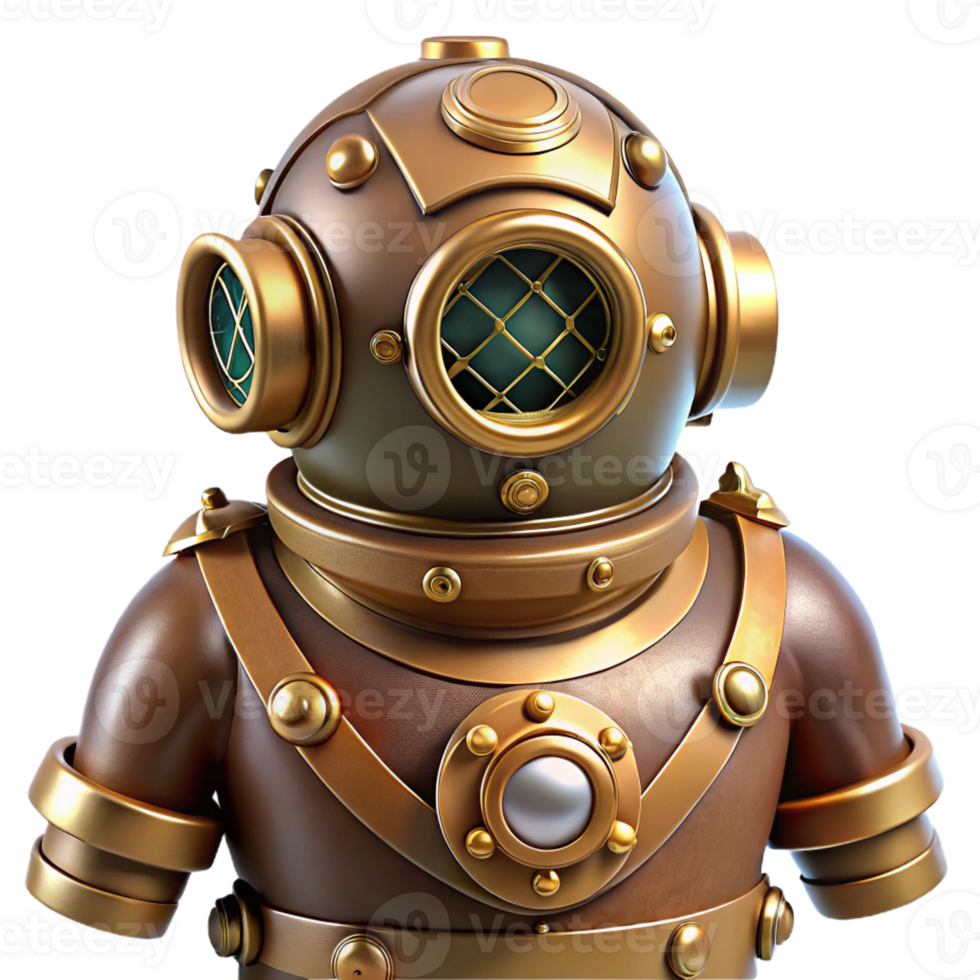 magnificent modern beautiful creative A Steampunk Diving Suit Intricate Brass premium exclusive png