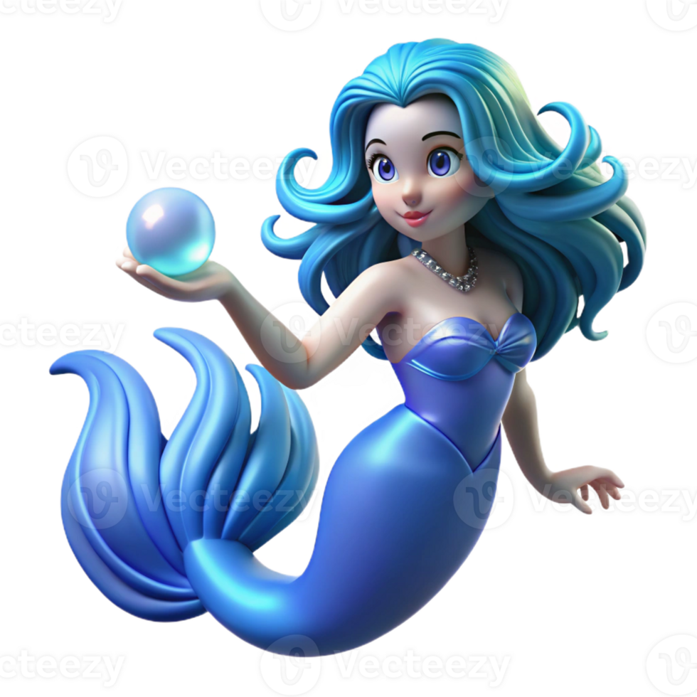 beautiful abstract dramatic artistic A Serene Mermaid with Flowing Blue Hair original 4K png