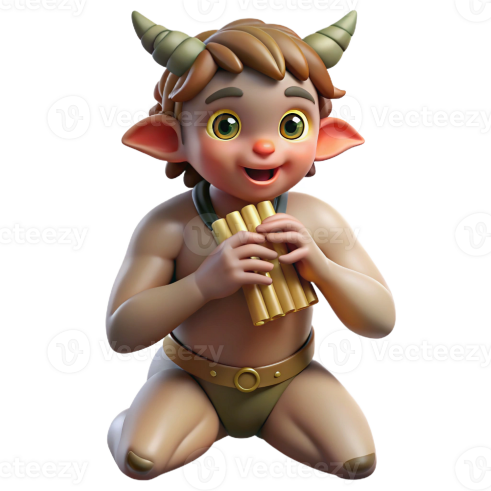 extraordinary modern serene artistic A Mischievous Satyr Playing a Pan Flute 4K high quality png