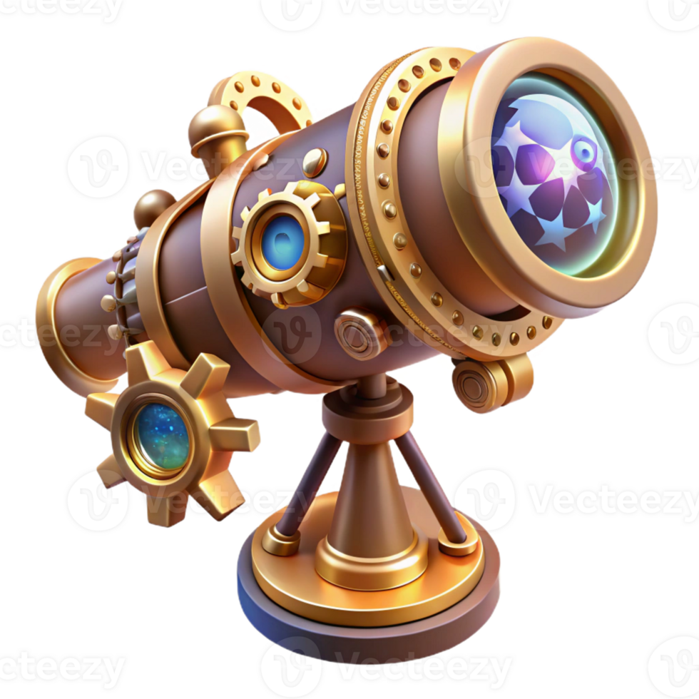 vibrant creative magnificent abstract A Steampunk Telescope Pointed at a Distant original high quality png