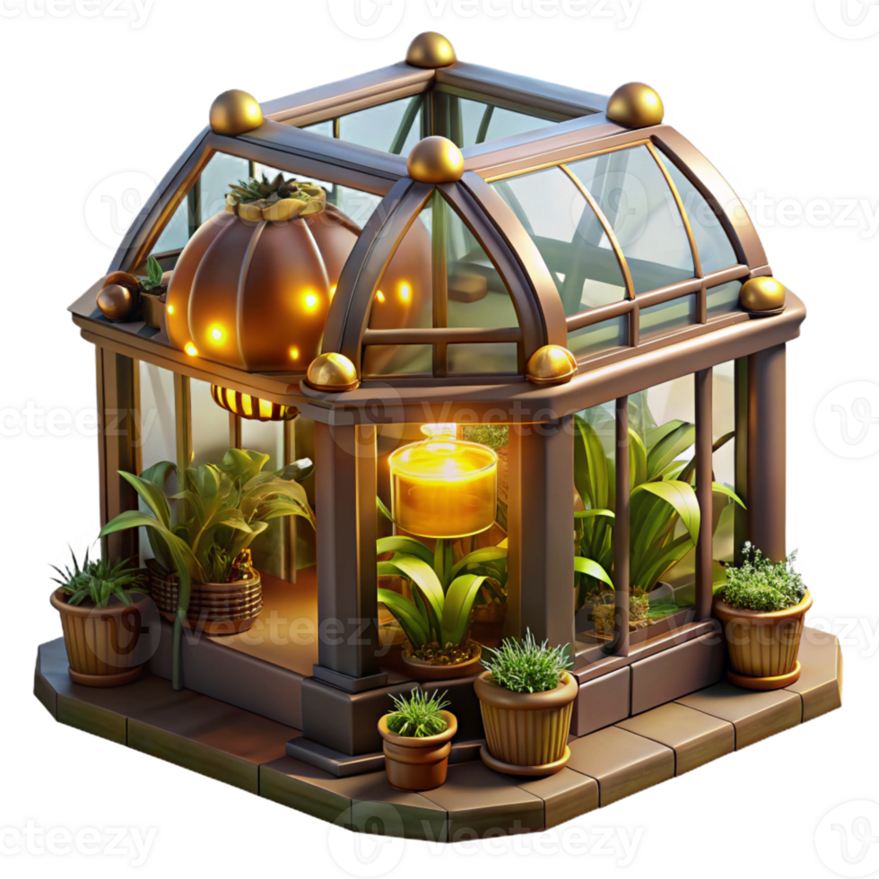 magnificent artistic vibrant contemporary A Steampunk Greenhouse Filled with Exotic detailed professional png