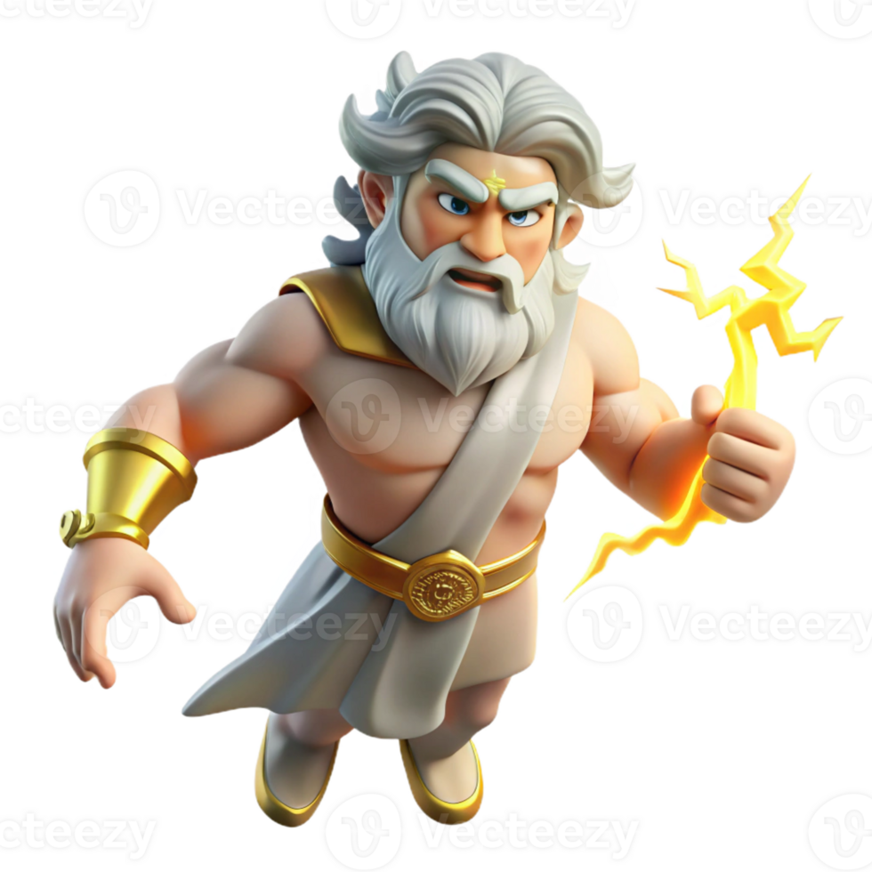 magnificent abstract stunning traditional A Powerful Zeus Wielding a Lightning Bolt original professional png