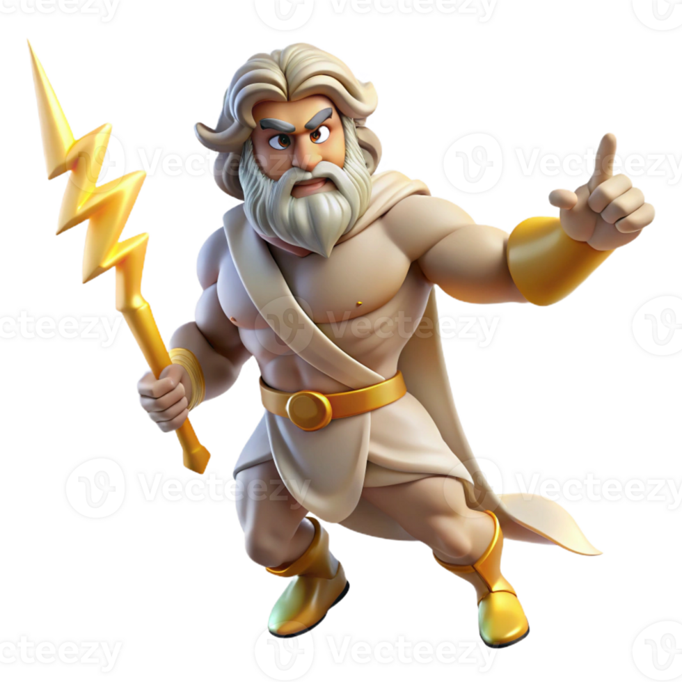 magnificent vintage elegant minimalist A Powerful Zeus Wielding a Lightning Bolt authentic genuine png