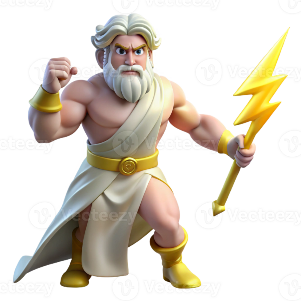 stunning abstract dramatic classic A Powerful Zeus Wielding a Lightning Bolt genuine professional png