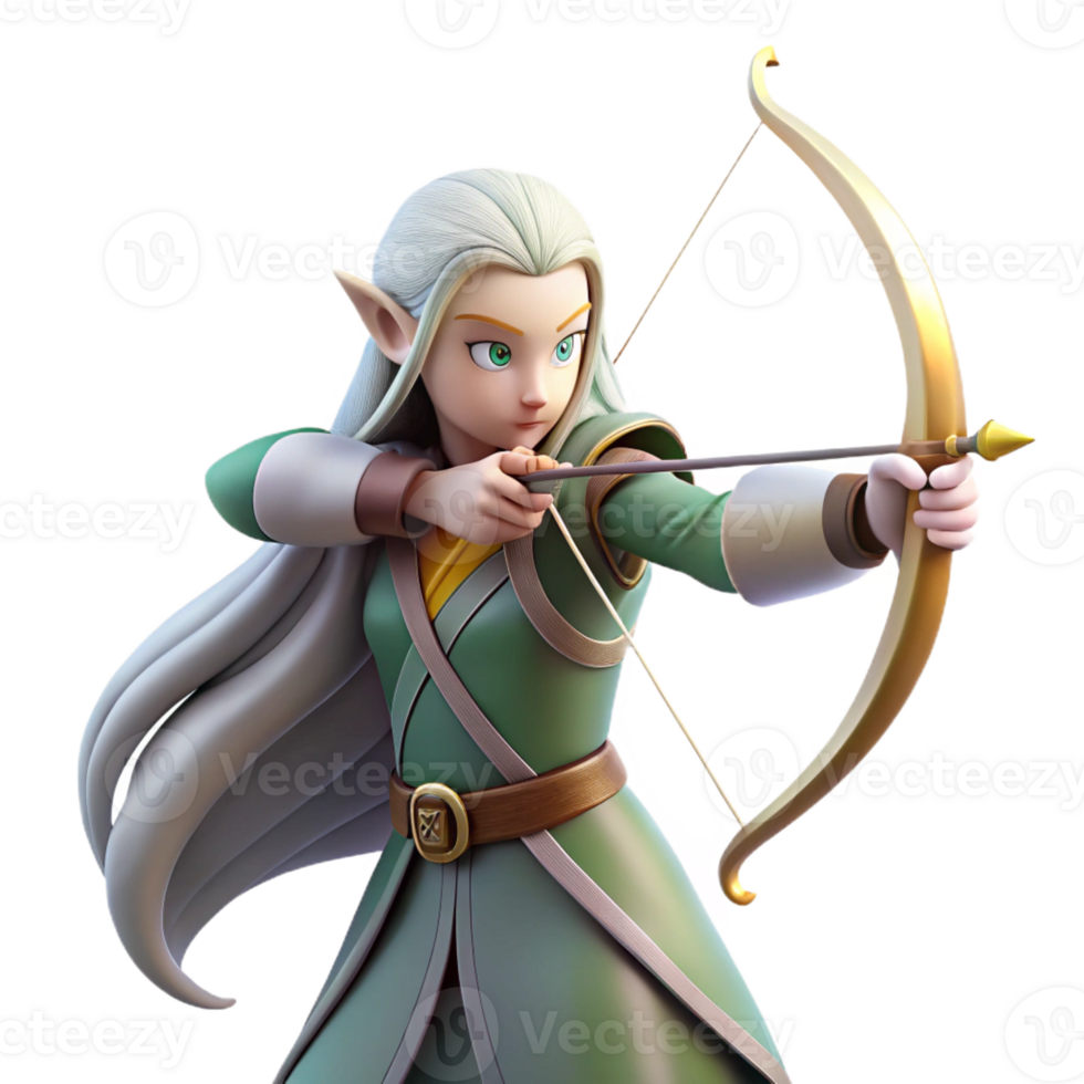 stunning classic magnificent artistic A Graceful Elf with Long Flowing Hair and 4K genuine png