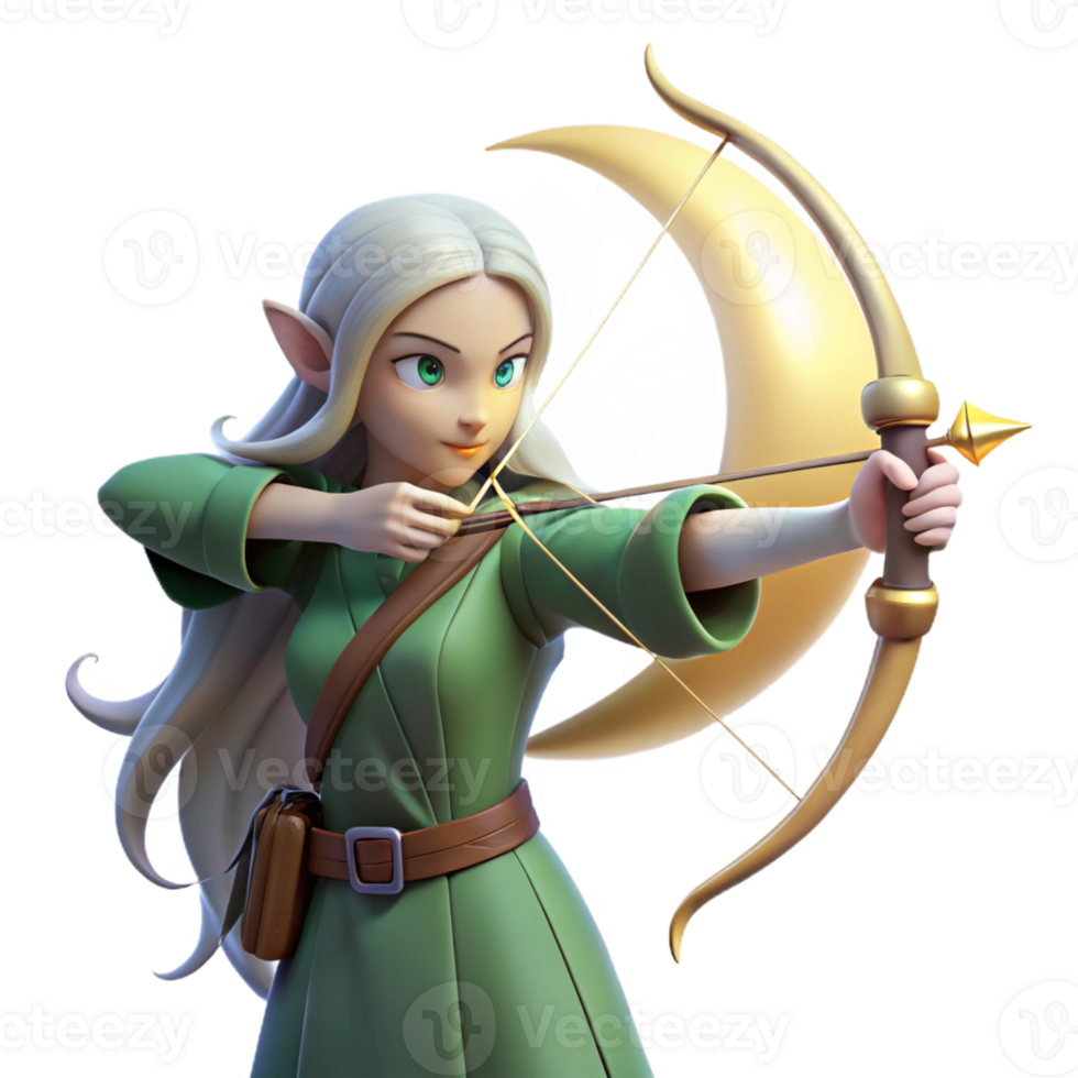 magnificent minimalist elegant artistic A Graceful Elf with Long Flowing Hair and premium original png