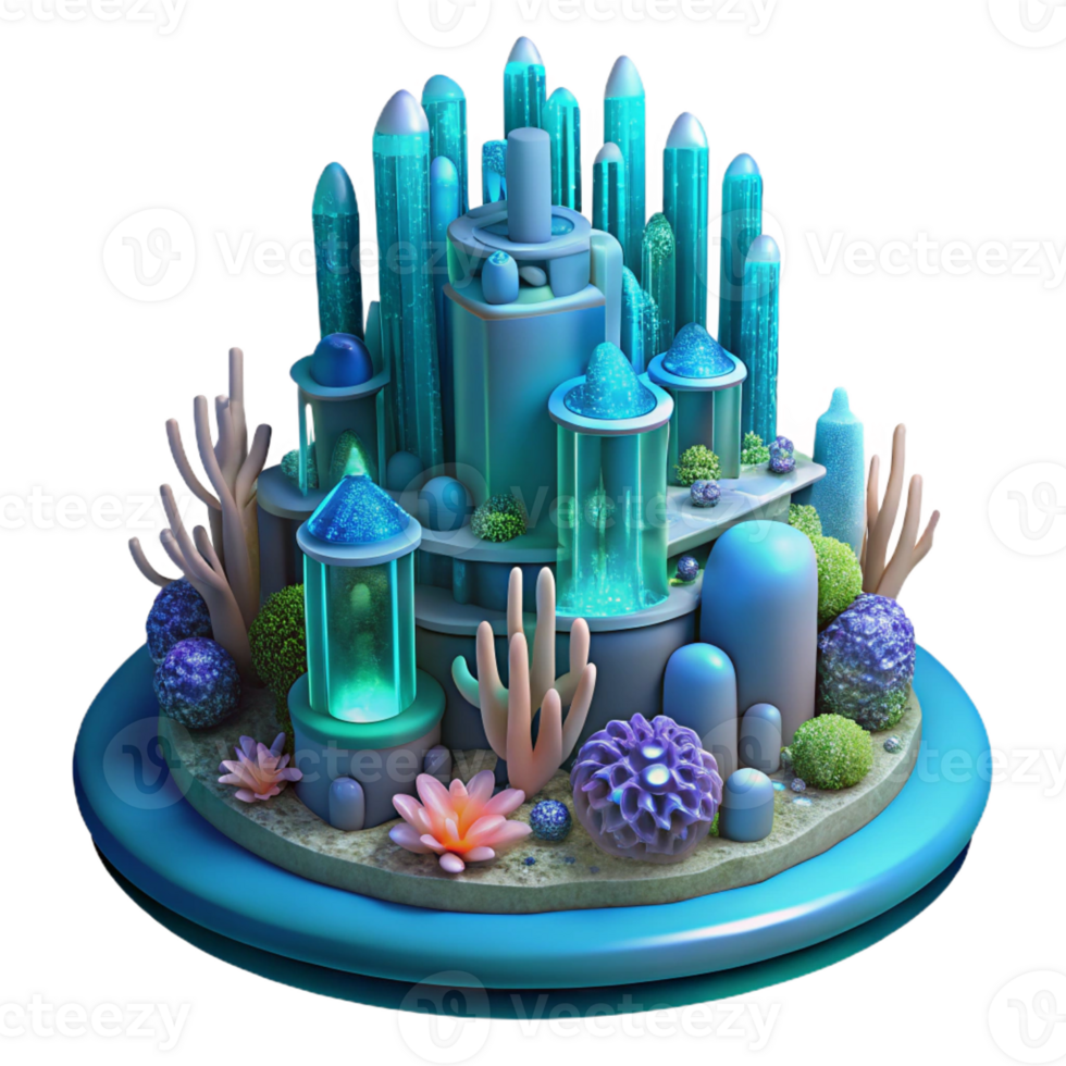 extraordinary creative extraordinary abstract An Underwater City with Bioluminescent 4K original png