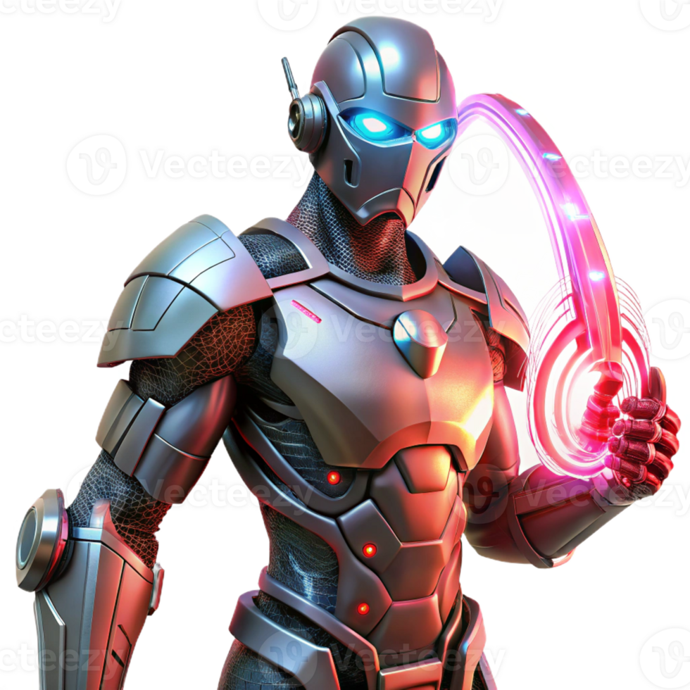 impressive contemporary dramatic modern A Cyborg with Glowing Crimson Eyes and original authentic png