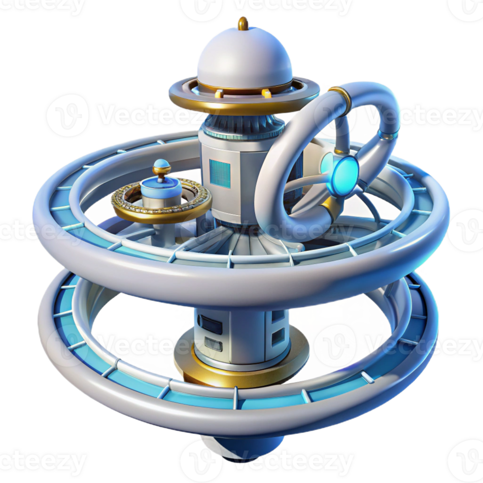 vibrant rustic beautiful minimalist A Space Station with Rotating Rings and authentic professional png