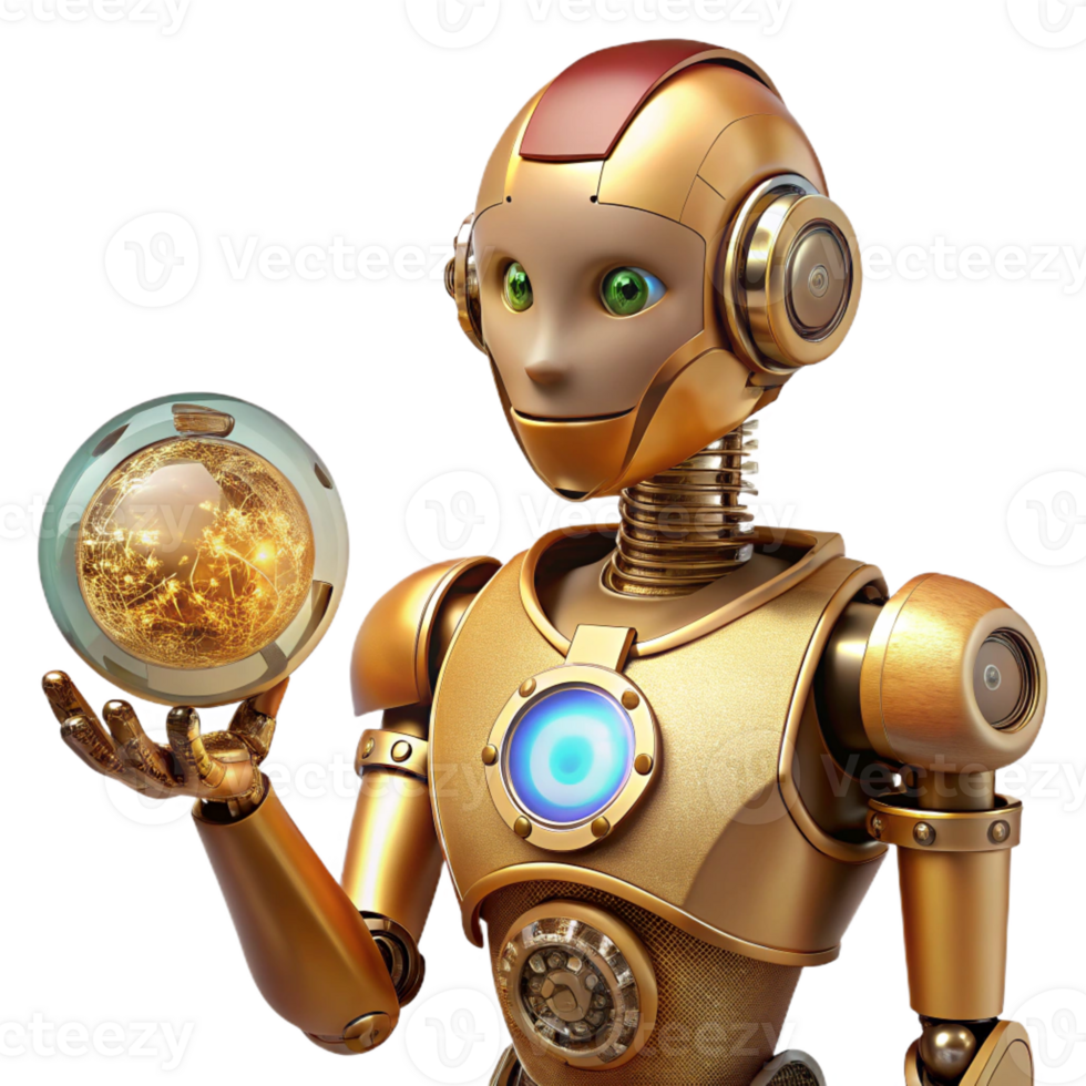 impressive vintage magnificent artistic A Humanoid Robot with Intricate Clockwork original original png