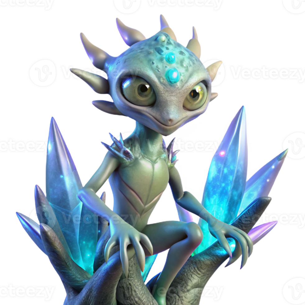 serene creative elegant minimalist An Alien Creature with Iridescent Scales original 4K png