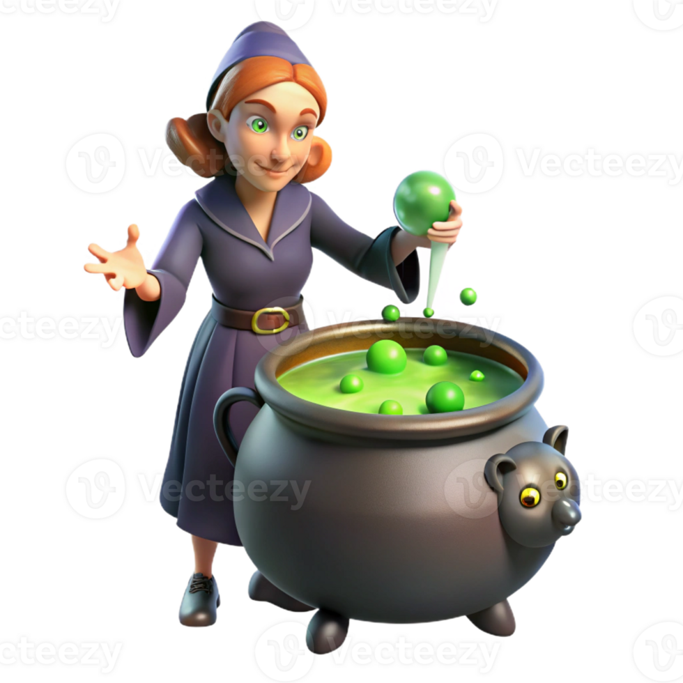 extraordinary abstract impressive abstract A Powerful Witch Brewing a Potion in a genuine genuine png