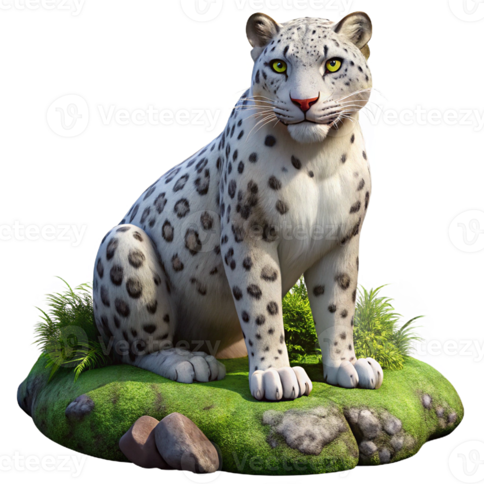 wonderful artistic beautiful minimalist A Majestic Snow Leopard Perched on a Moss genuine genuine png